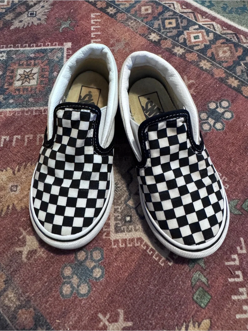 Vans Kids Slip-On Checkerboard Sneakers - Black & White